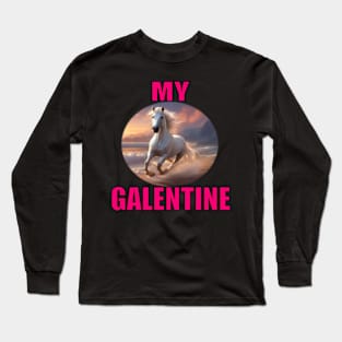 My galentine, white horse galloping on the beach Long Sleeve T-Shirt